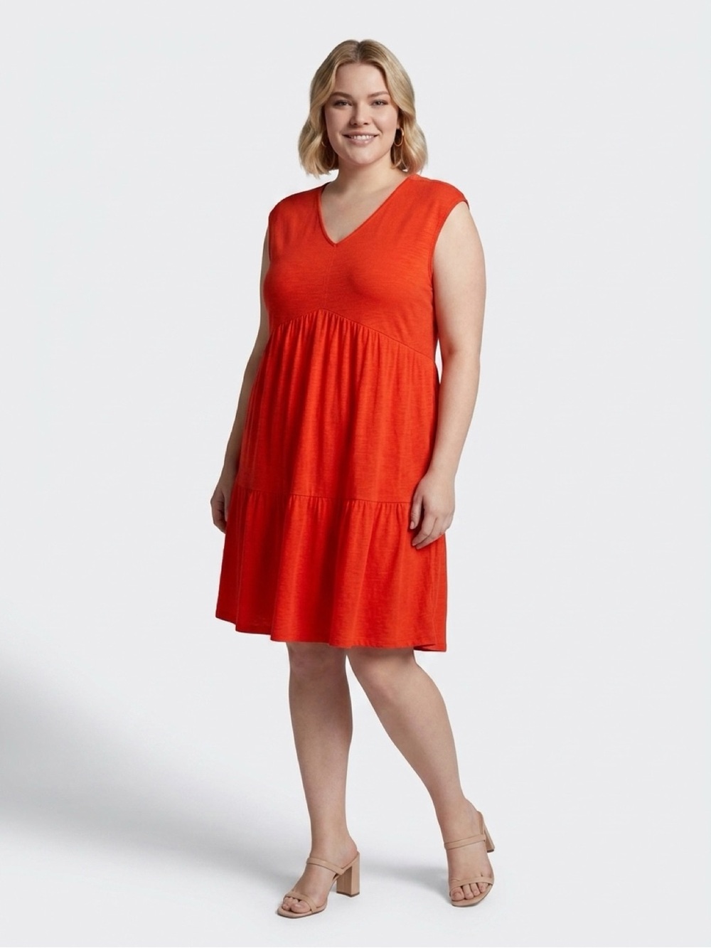 Sanctuary V-Neck Sleeveless Tiered Dress - Bright Red